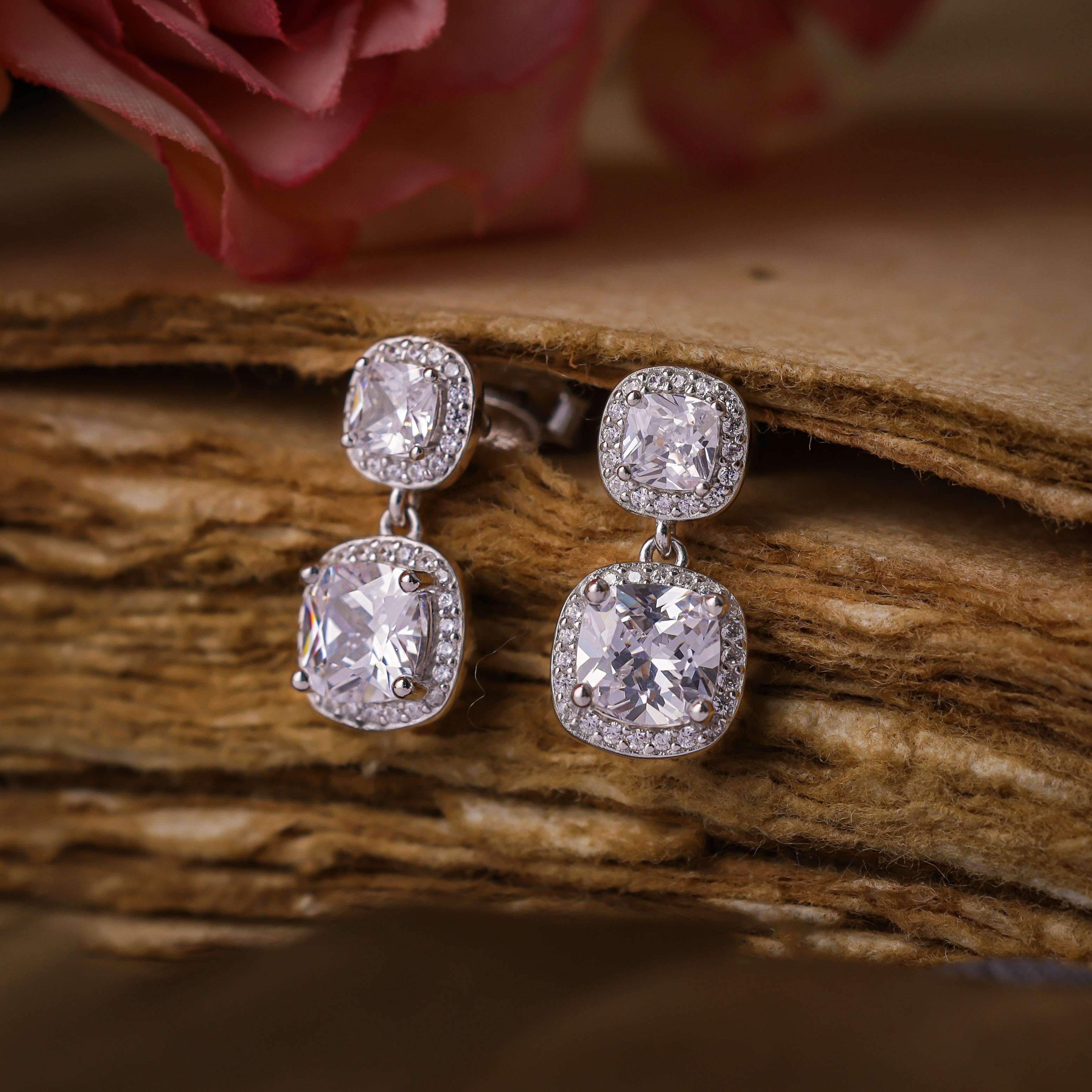 Two-Tier Solitaire Earrings