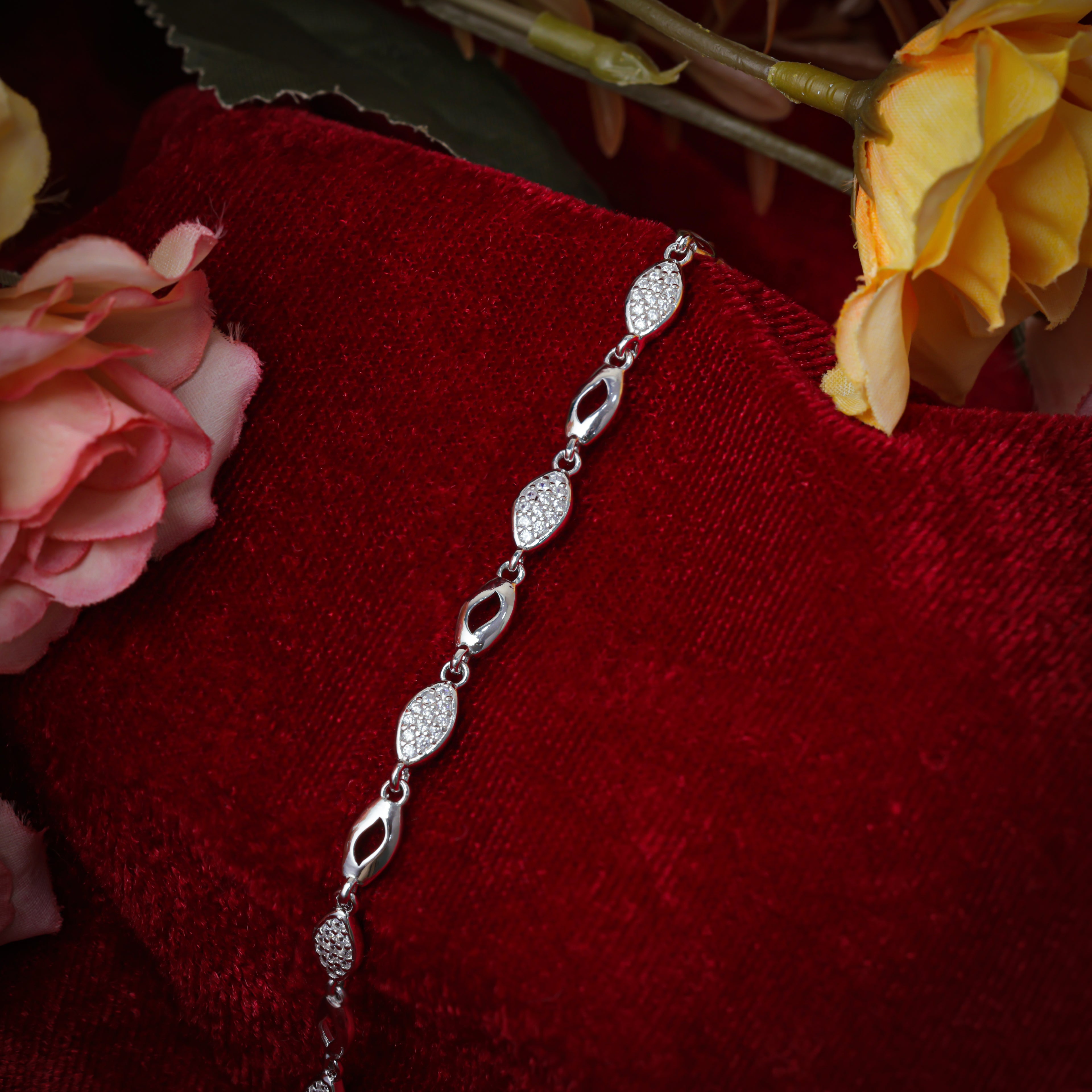Silver Marquise Link Bracelet