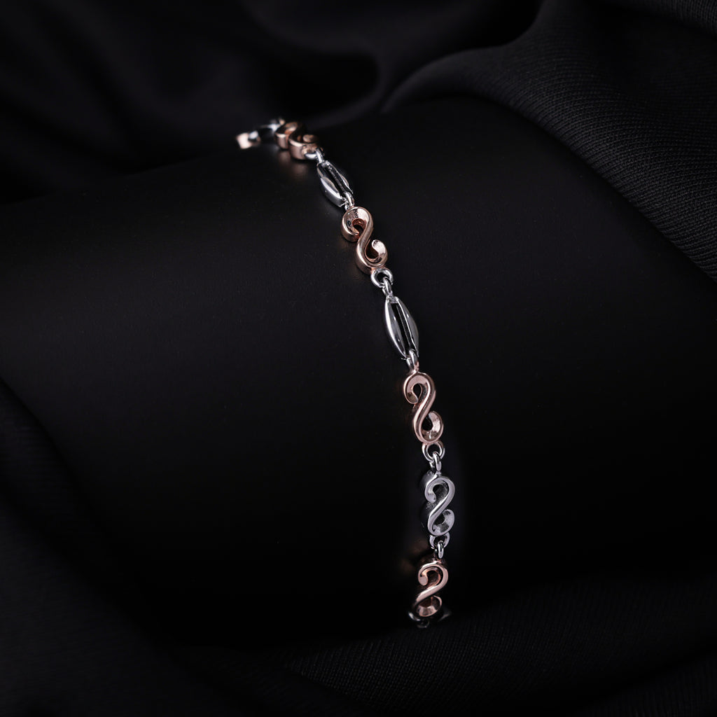 Interlink Silver & Rose Bracelet