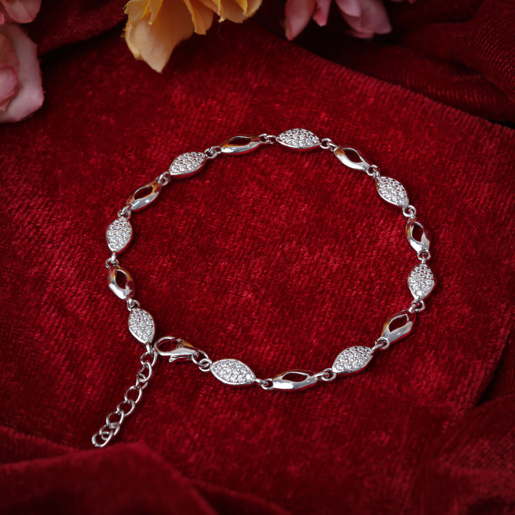 Silver Marquise Link Bracelet