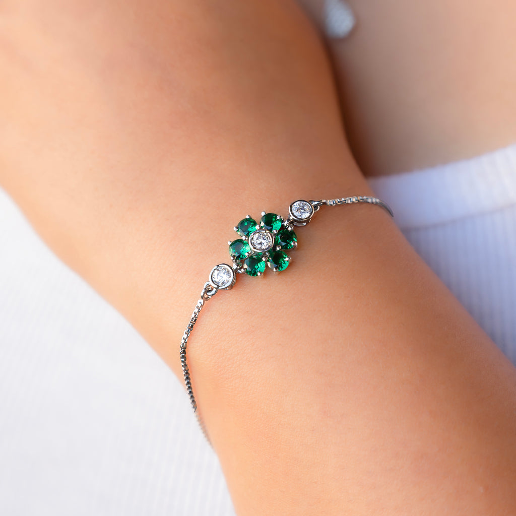 Emerald Bloom Slider Bracelet