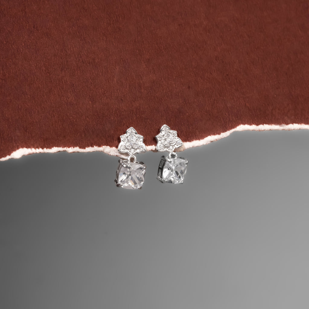 Crystal Cushion Drop Studs