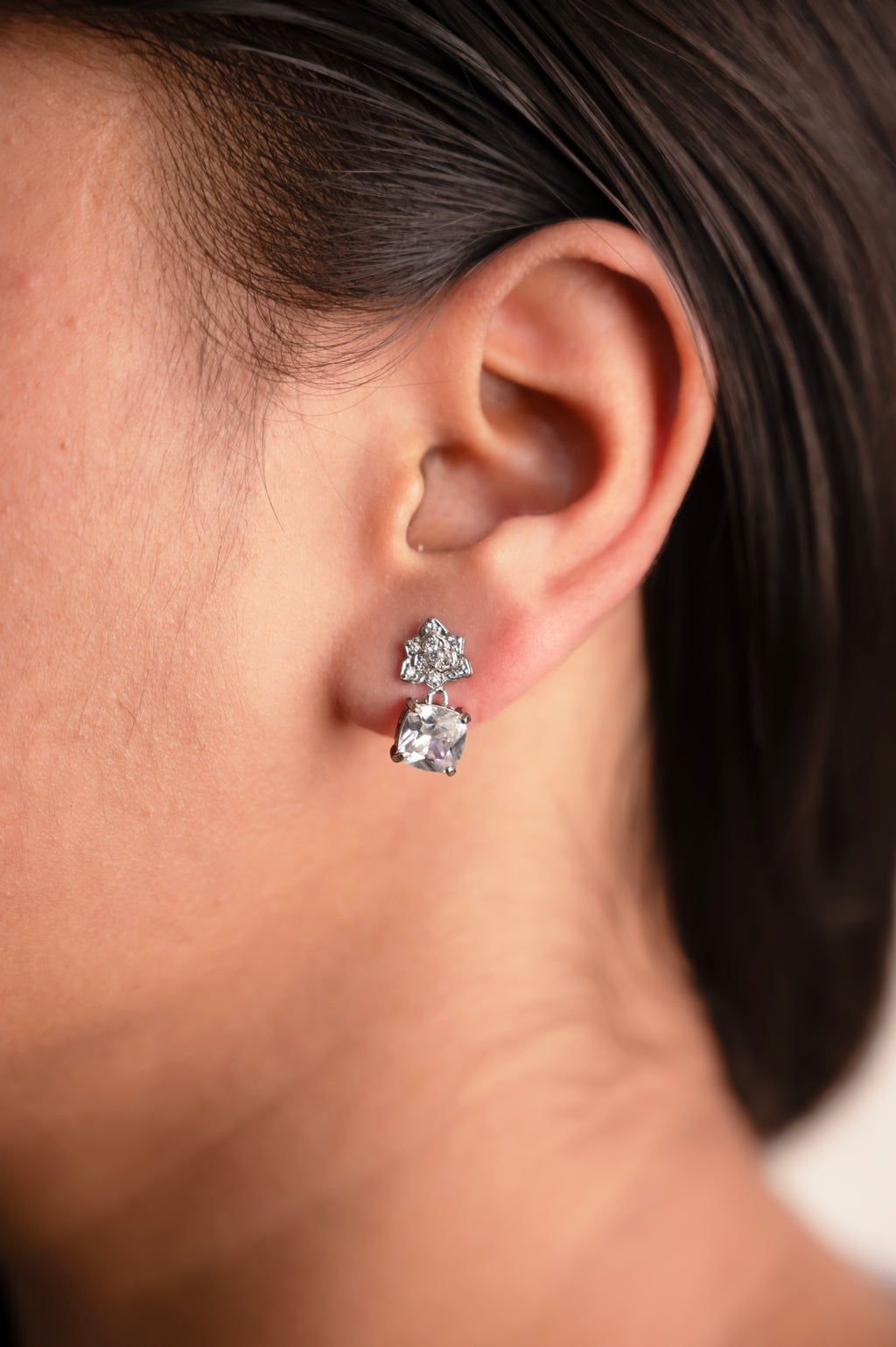 Crystal Cushion Drop Studs