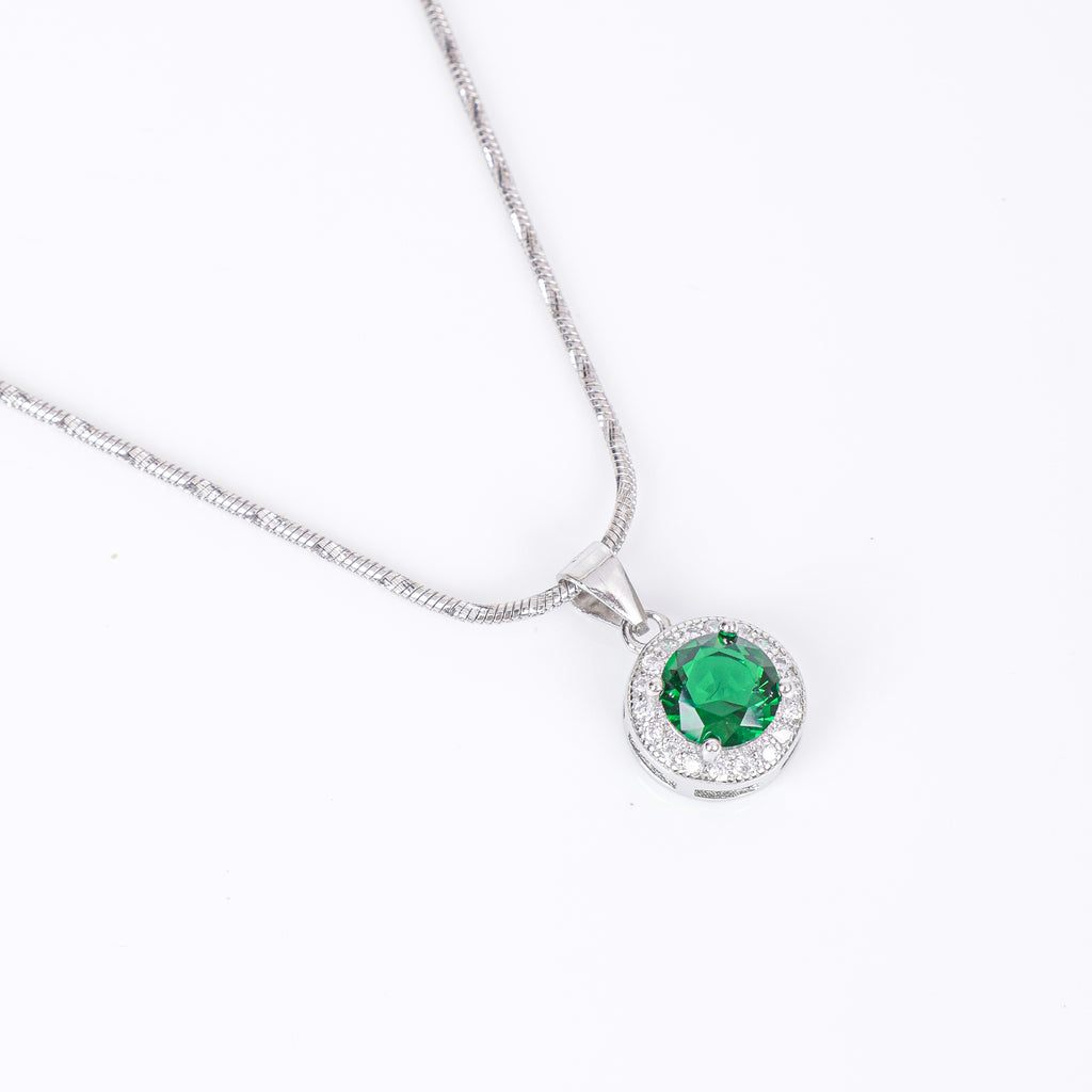 Emerald Halo Pendant Necklace