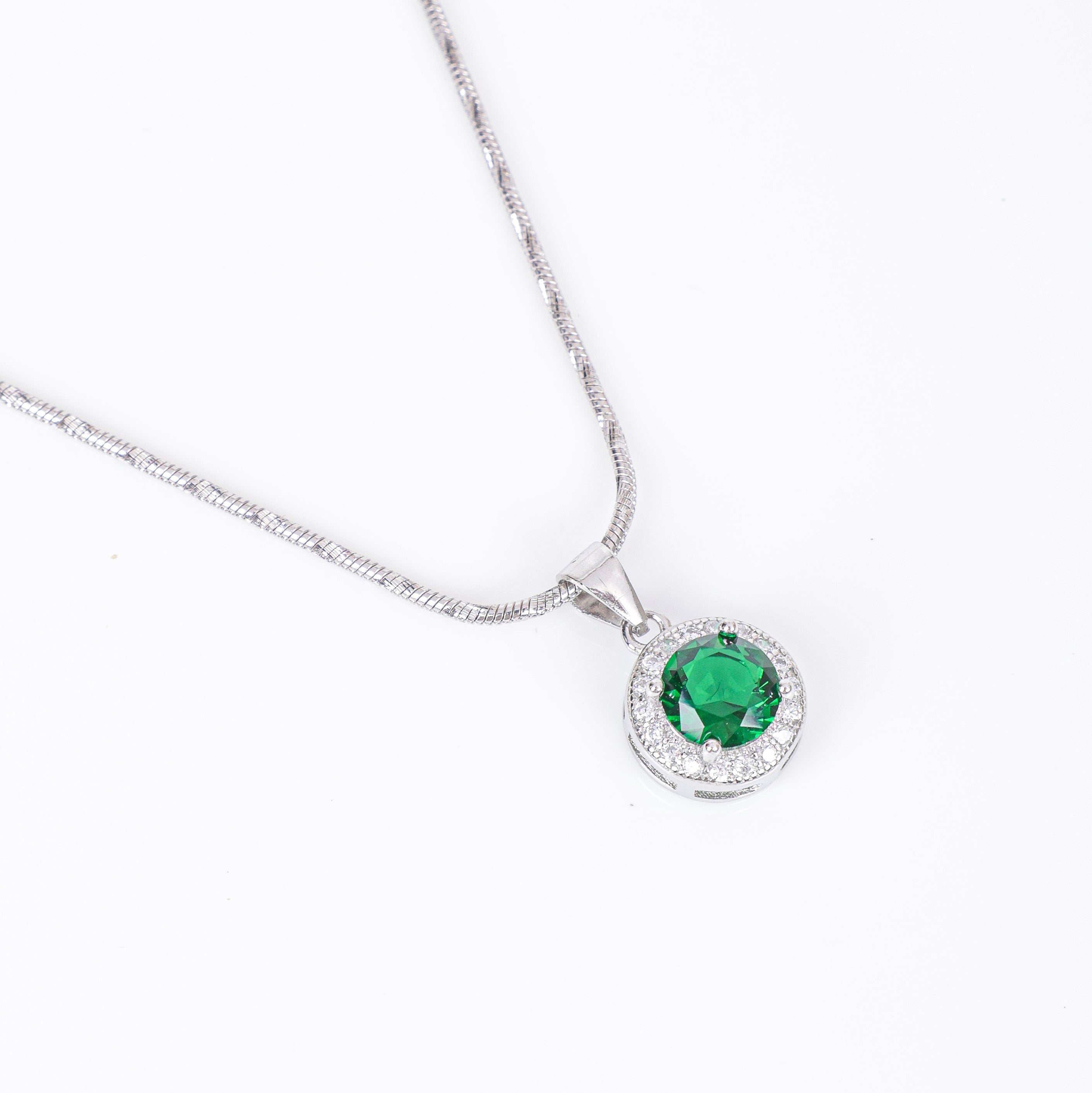Emerald Halo Pendant Necklace