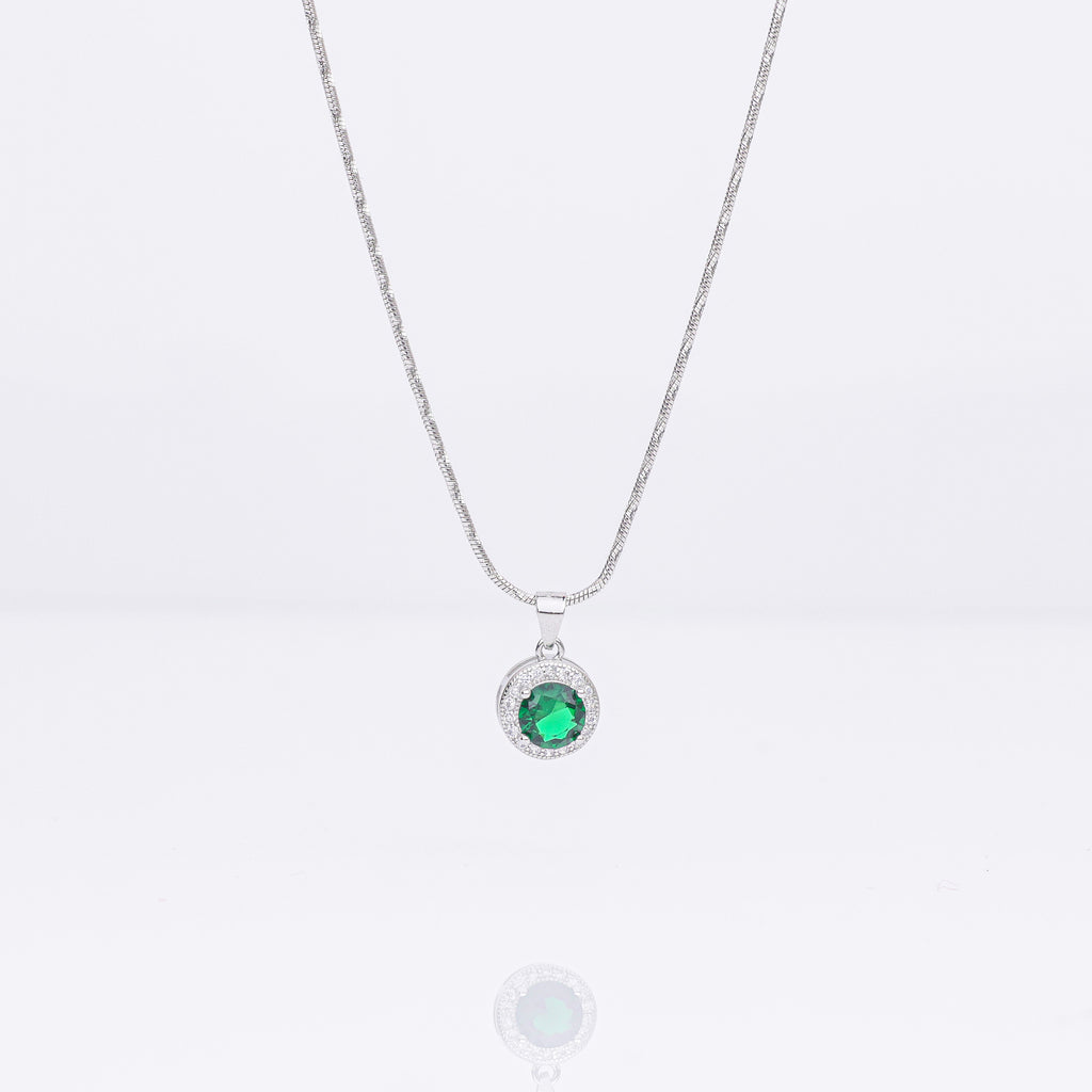 Emerald Halo Pendant Necklace