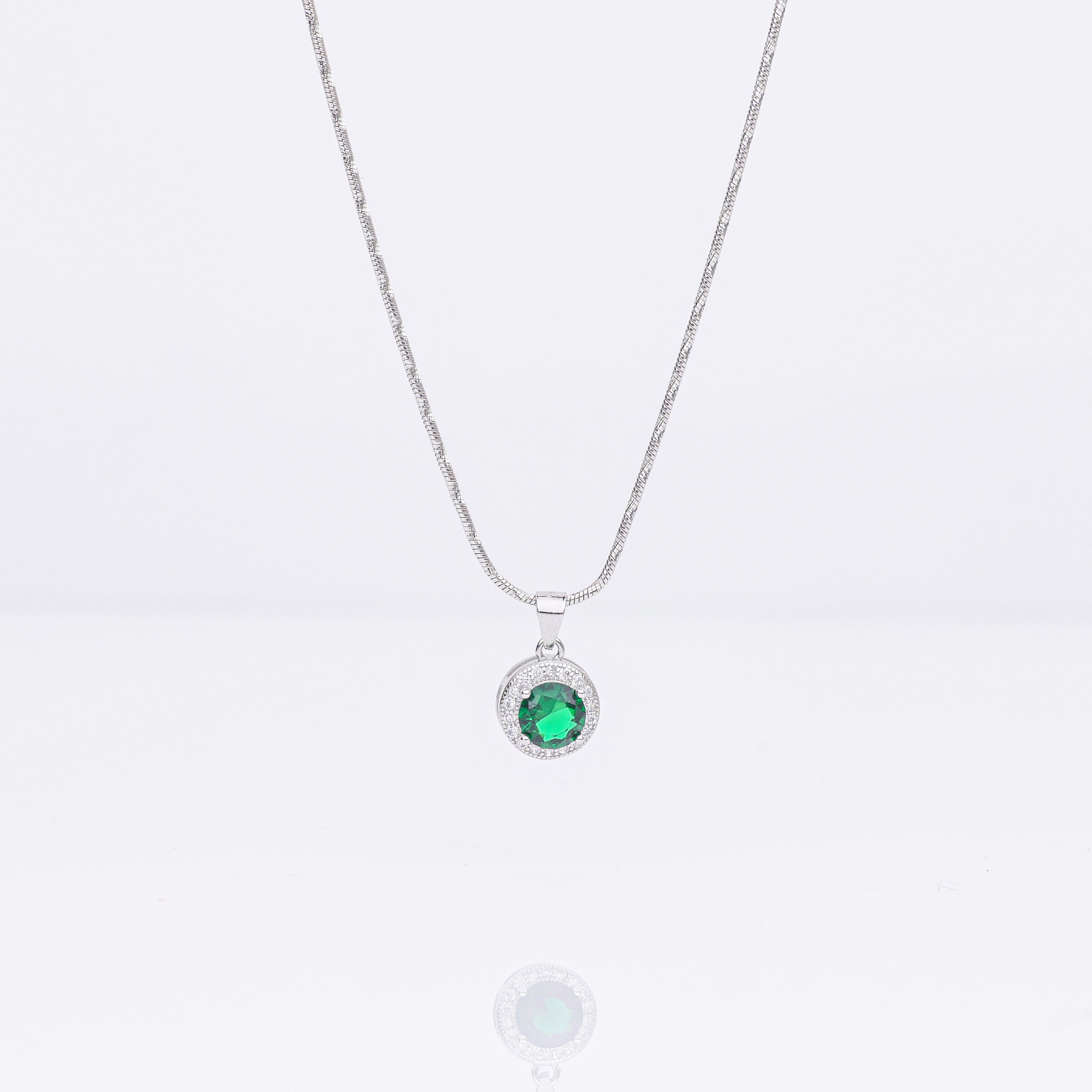 Emerald Halo Pendant Necklace
