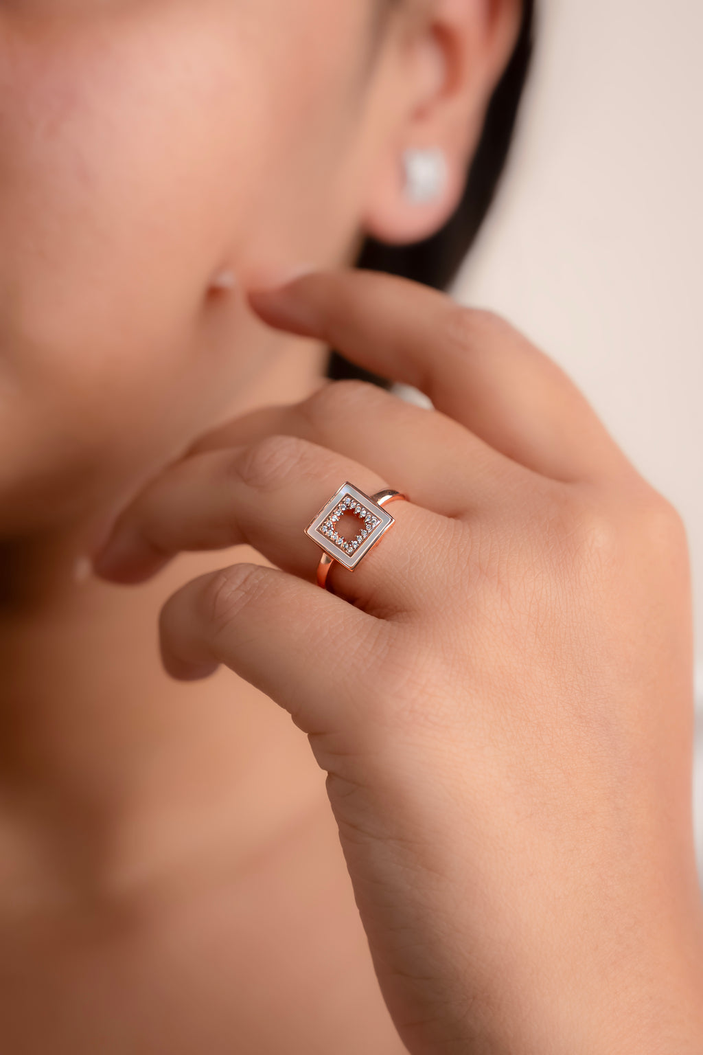 Geometric Mother-of-Pearl Ring