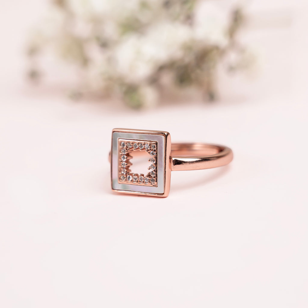 Geometric Mother-of-Pearl Ring