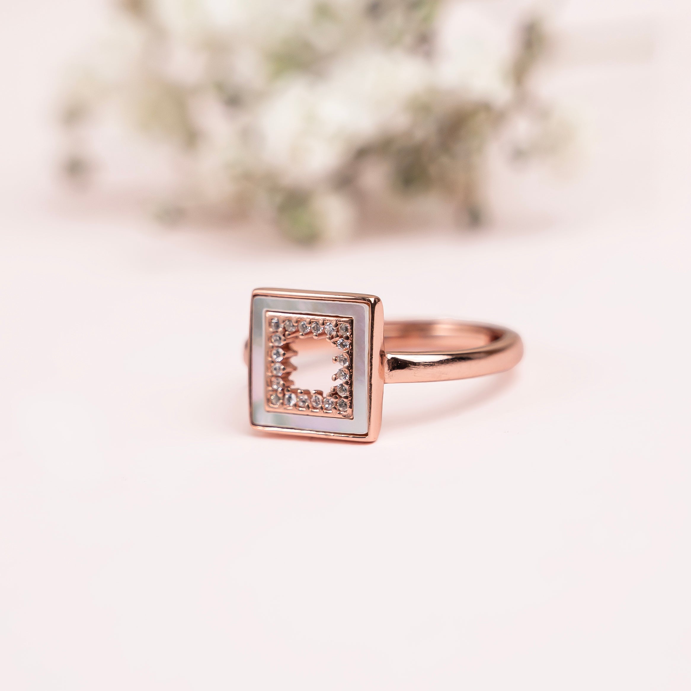 Geometric Mother-of-Pearl Ring