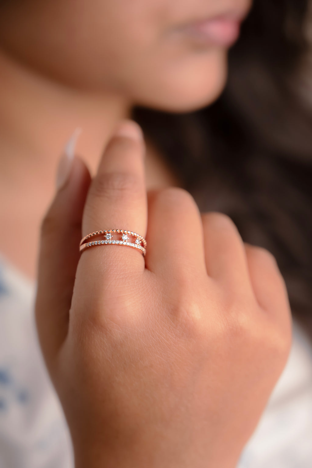 Trio Droplet Cuff Ring