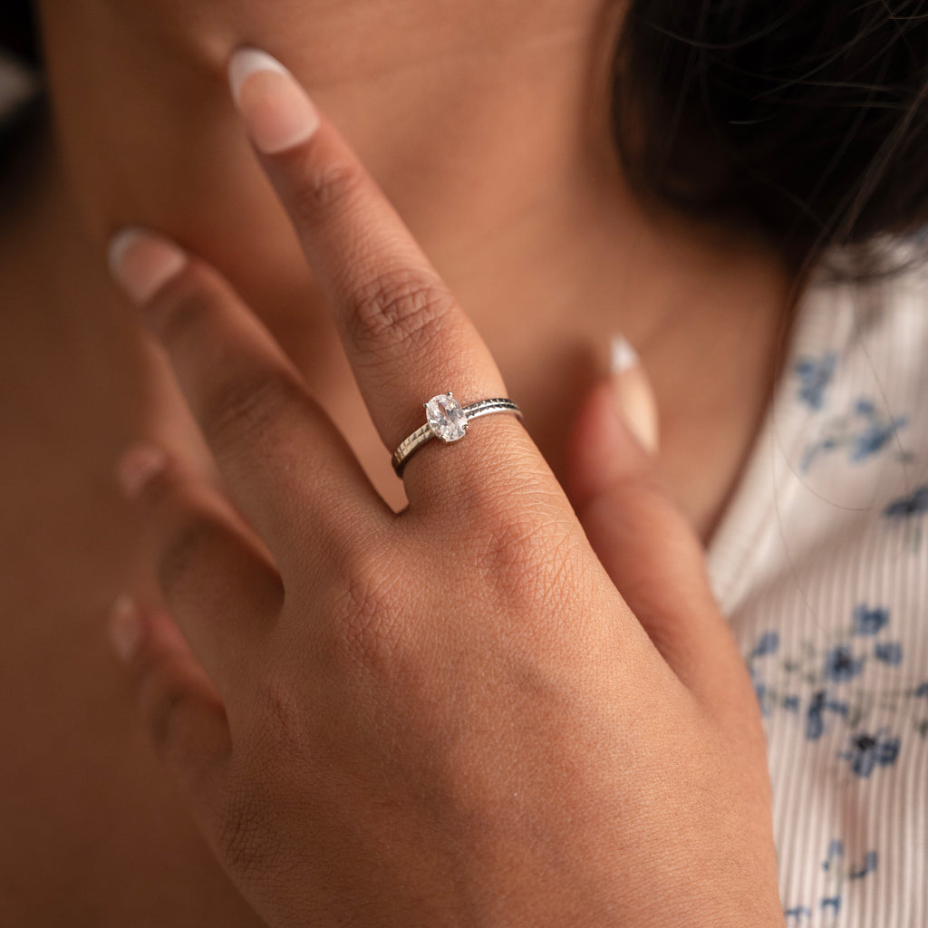 Delicate Oval Solitaire Ring