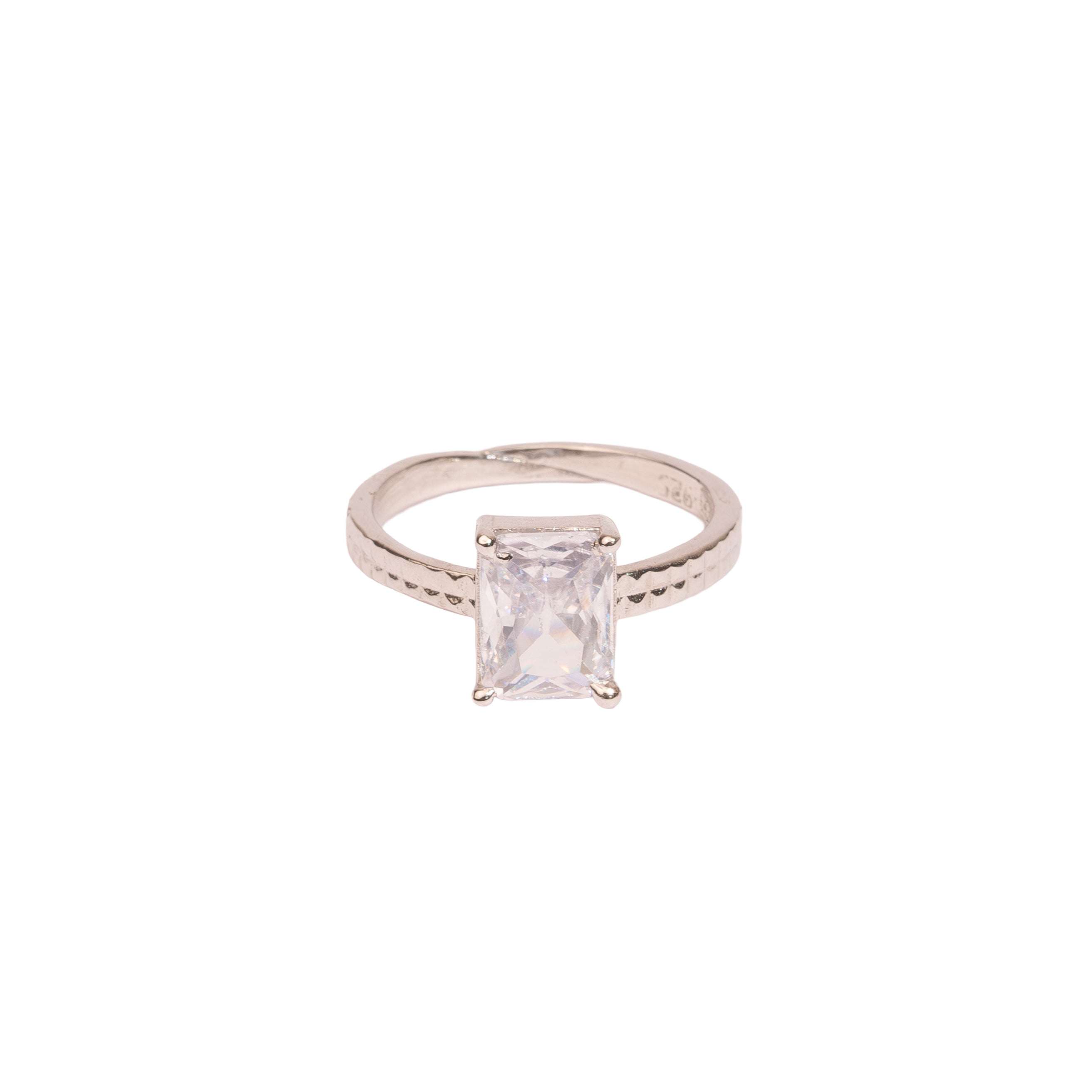 Rectangle Sparkle Solitaire Ring