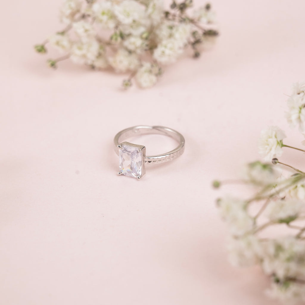 Rectangle Sparkle Solitaire Ring
