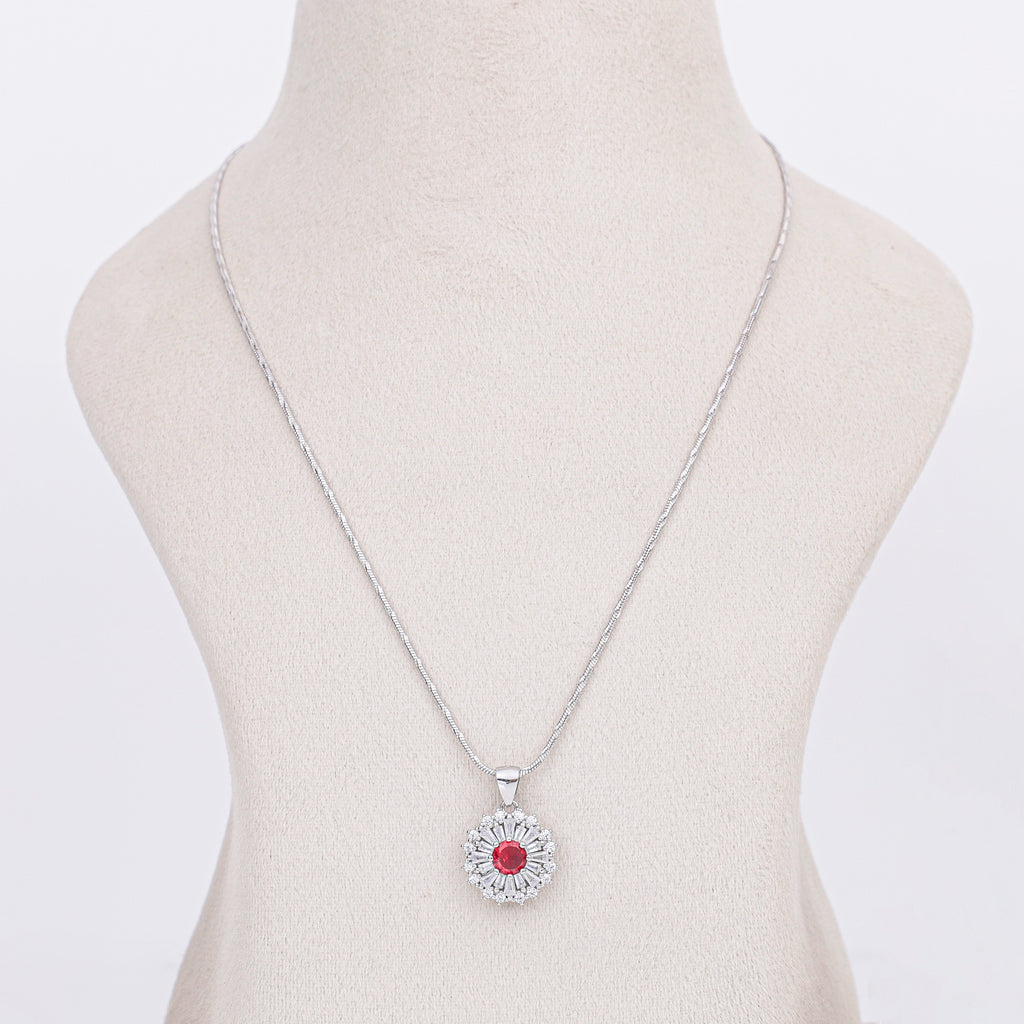 Ruby Bloom Cluster Necklace