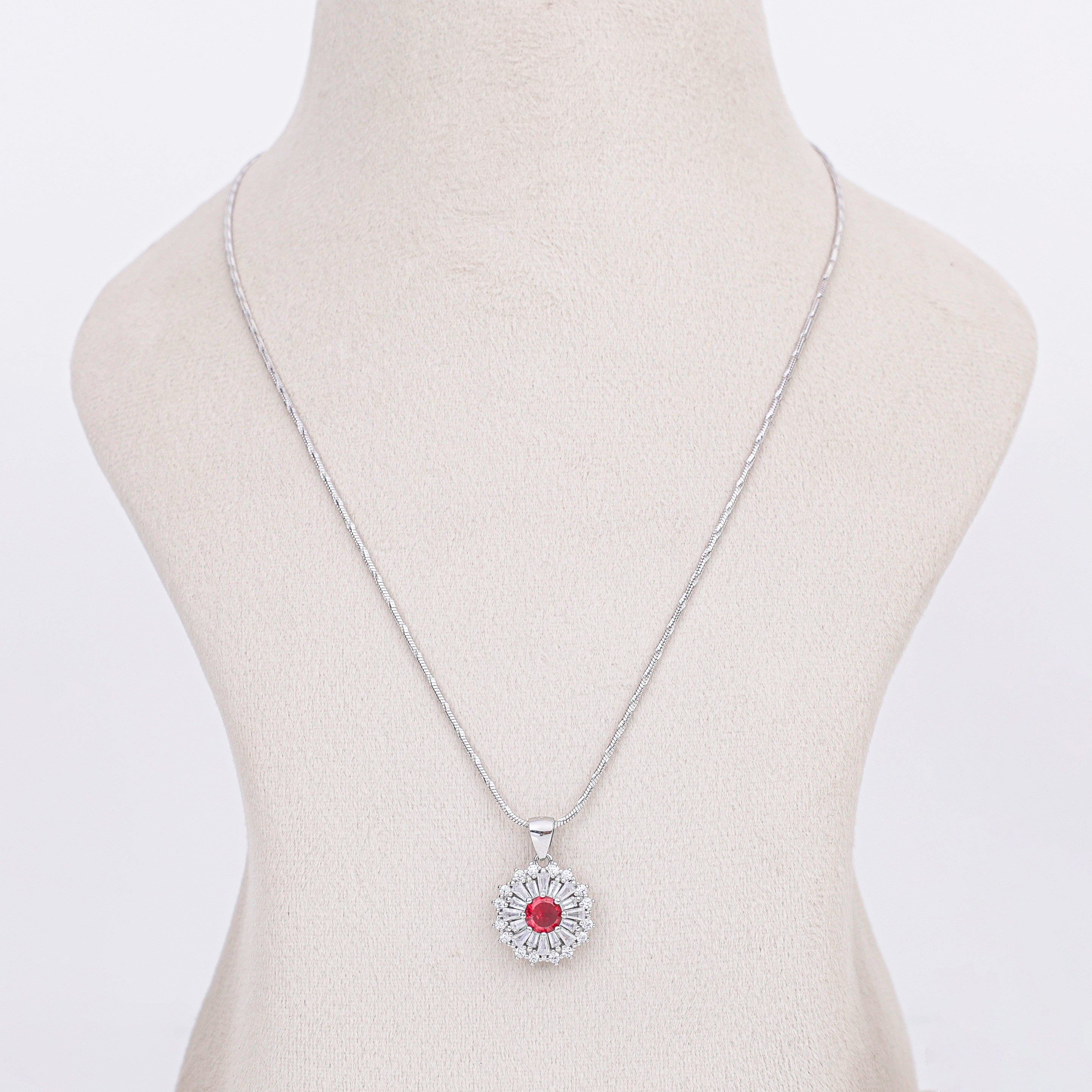 Ruby Bloom Cluster Necklace