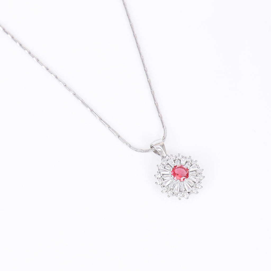 Ruby Bloom Cluster Necklace