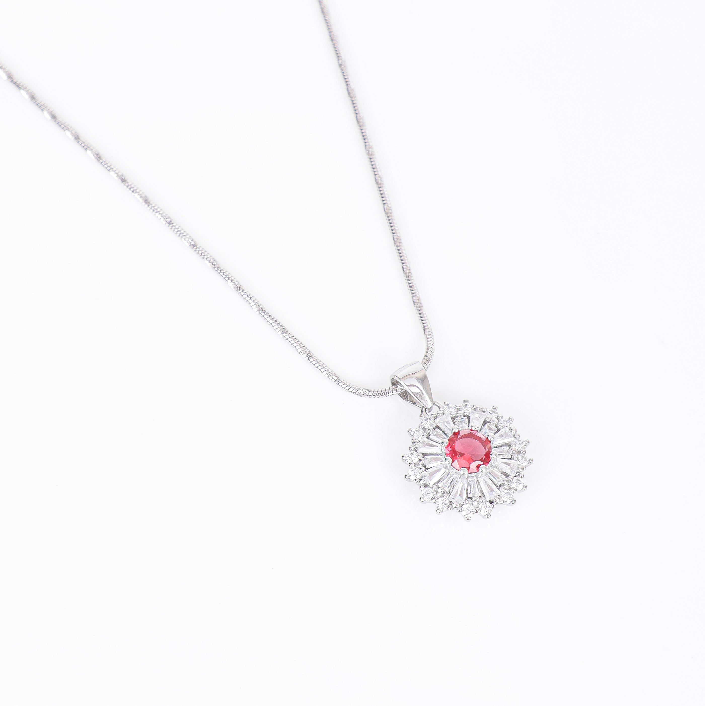 Ruby Bloom Cluster Necklace