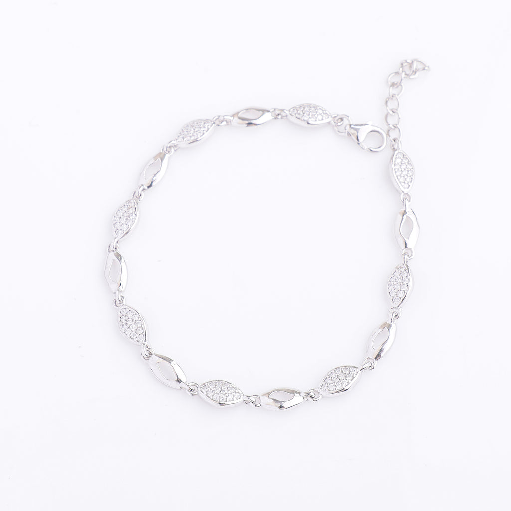 Silver Marquise Link Bracelet