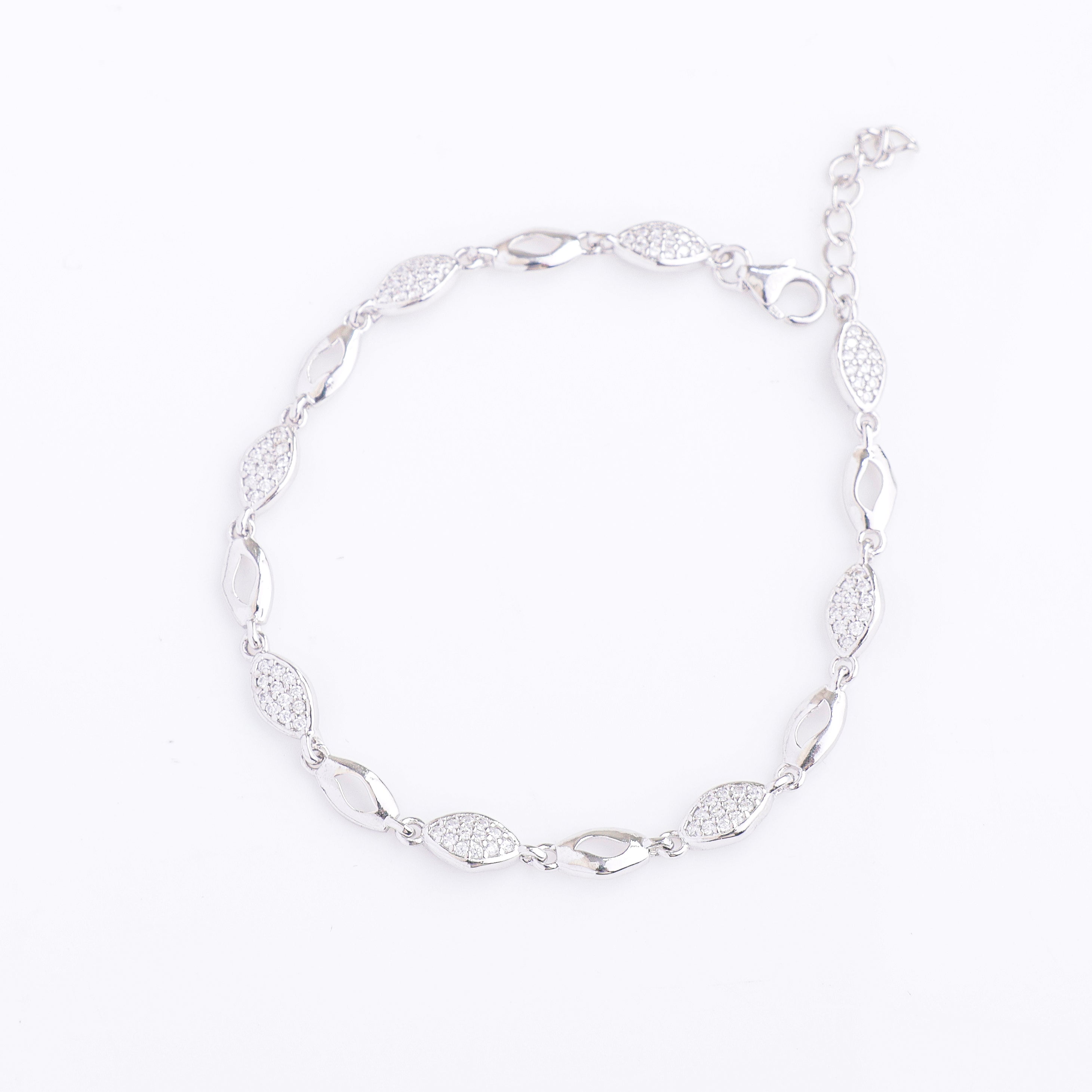 Silver Marquise Link Bracelet