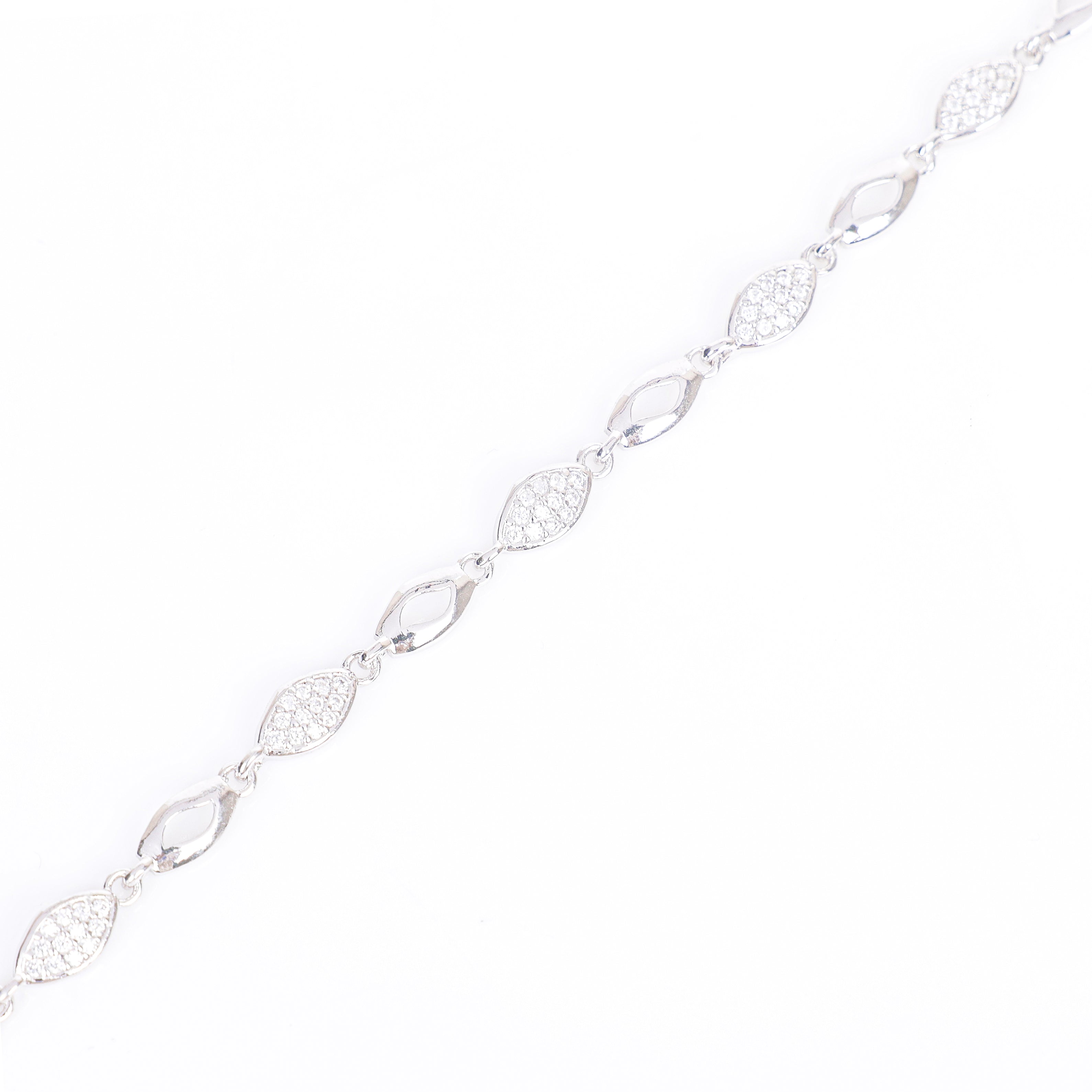 Silver Marquise Link Bracelet