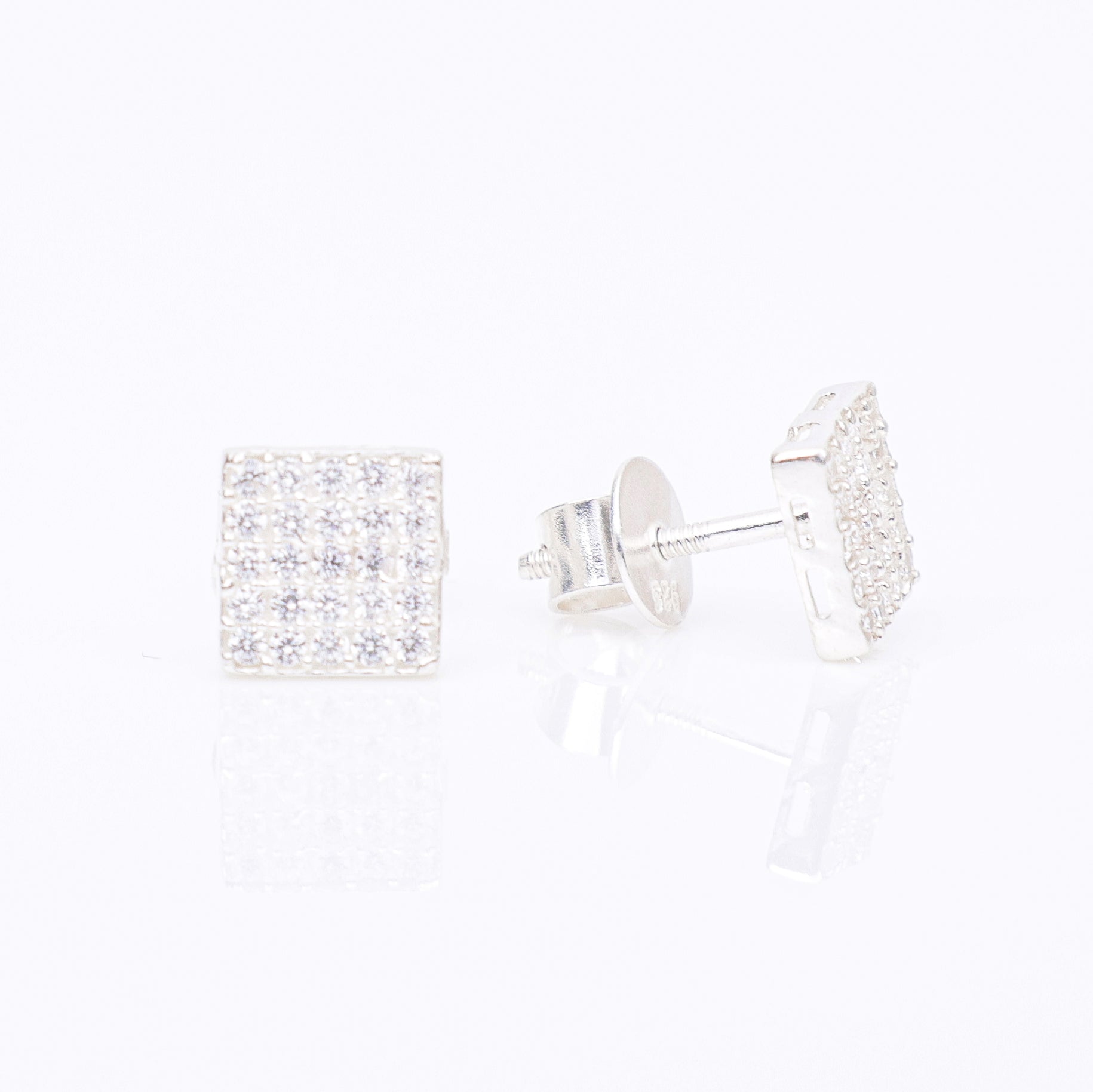 Silver Square Studs