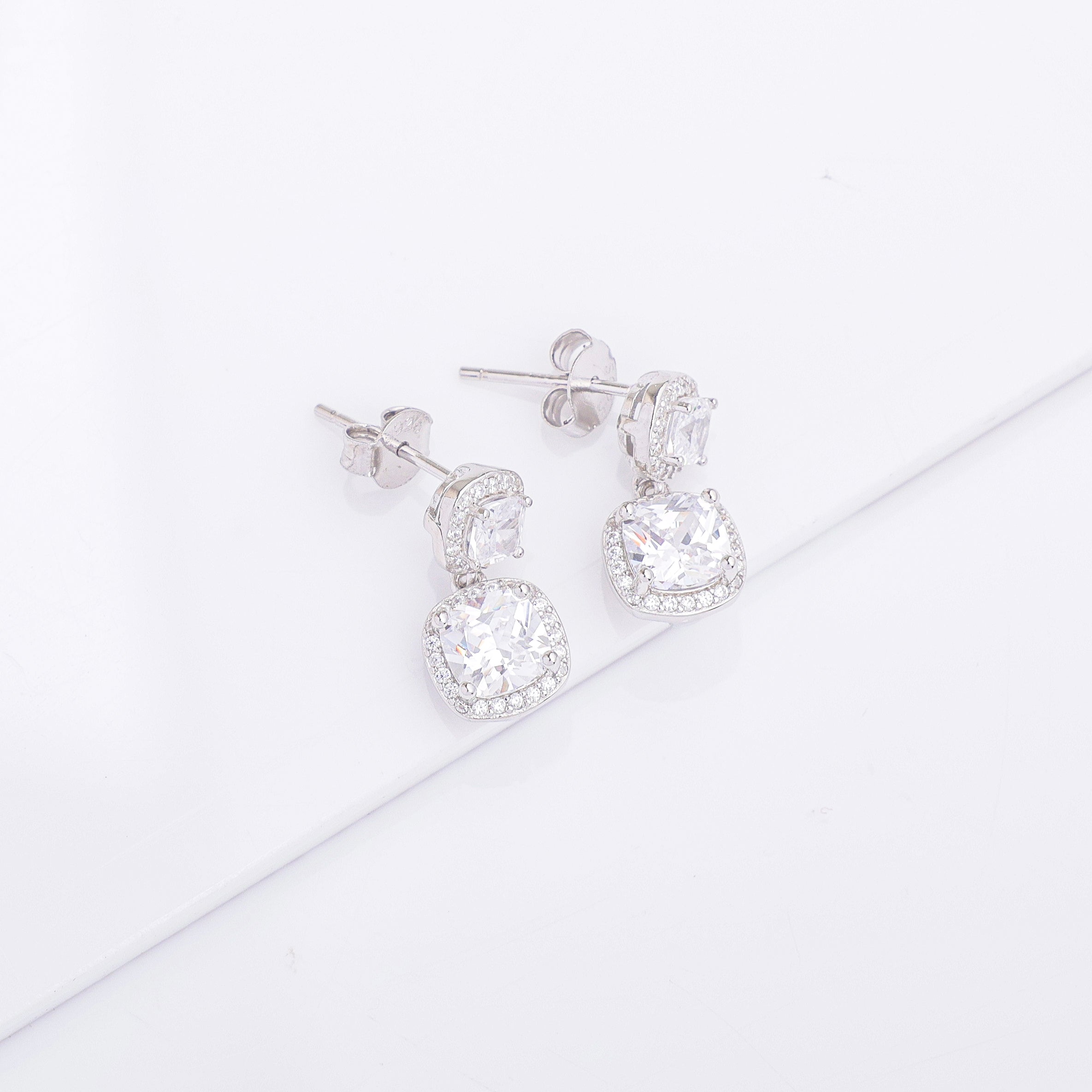 Two-Tier Solitaire Earrings
