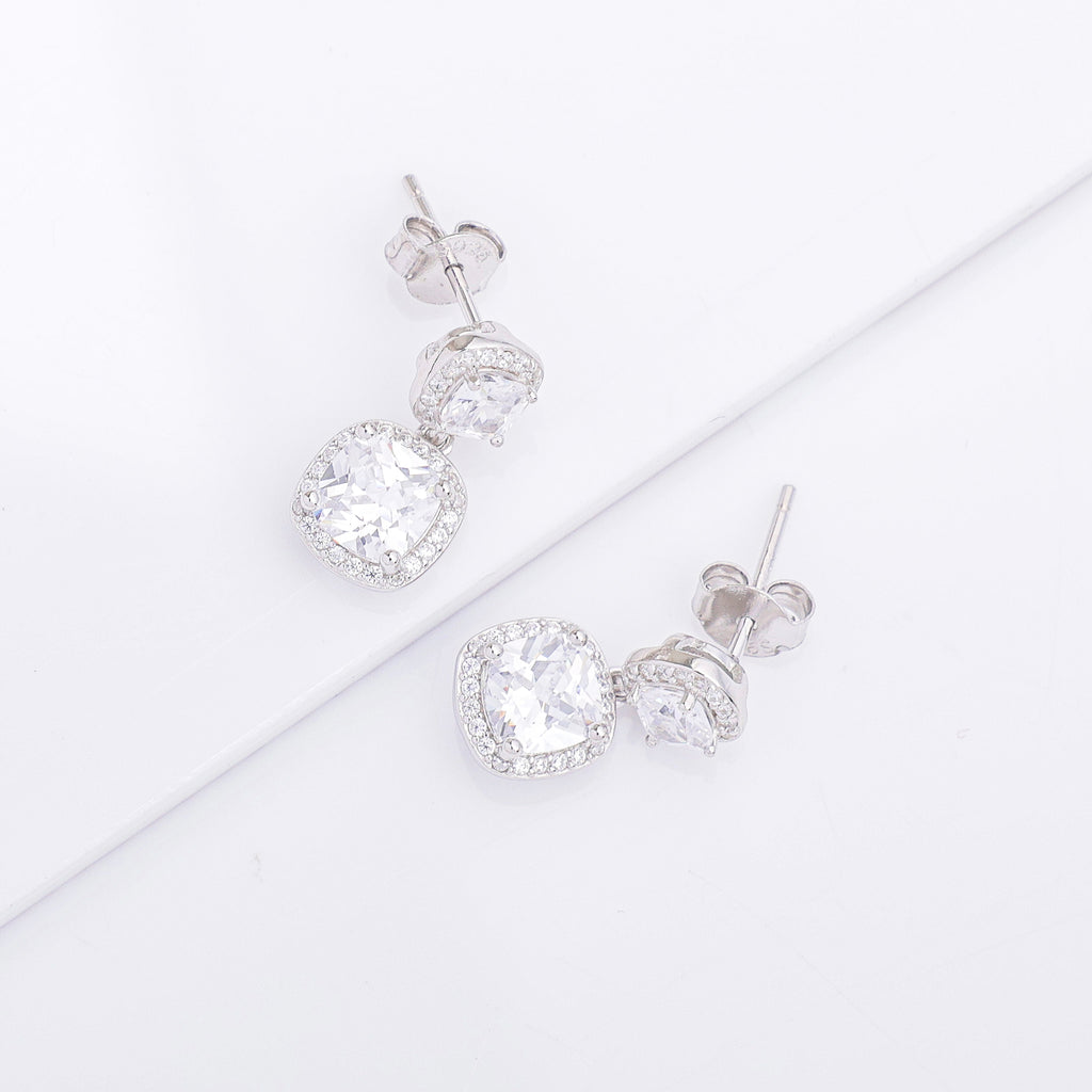 Two-Tier Solitaire Earrings