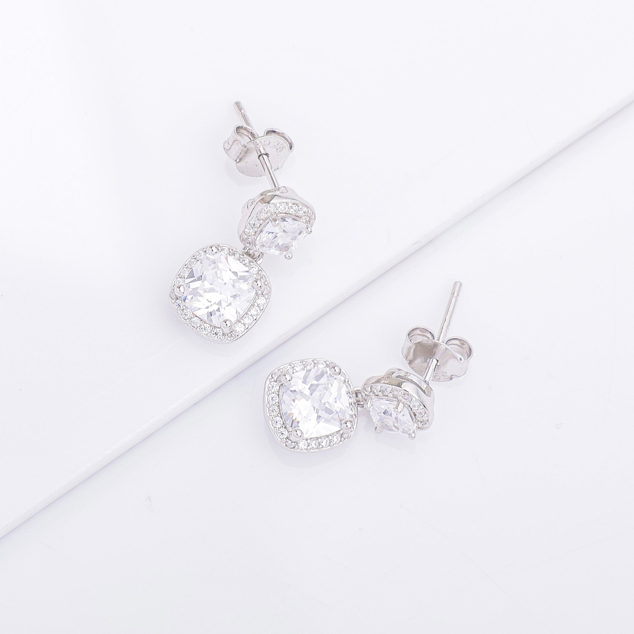 Two-Tier Solitaire Earrings