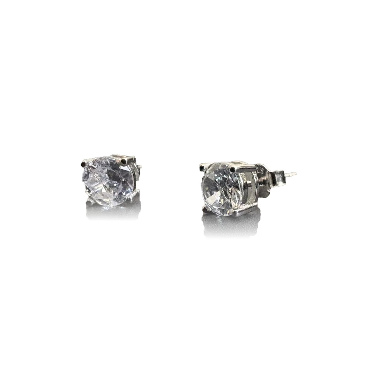 Sterling Silver Diamond-Look Solitaire Stud - 925 sterling silver jewellery by Sanache