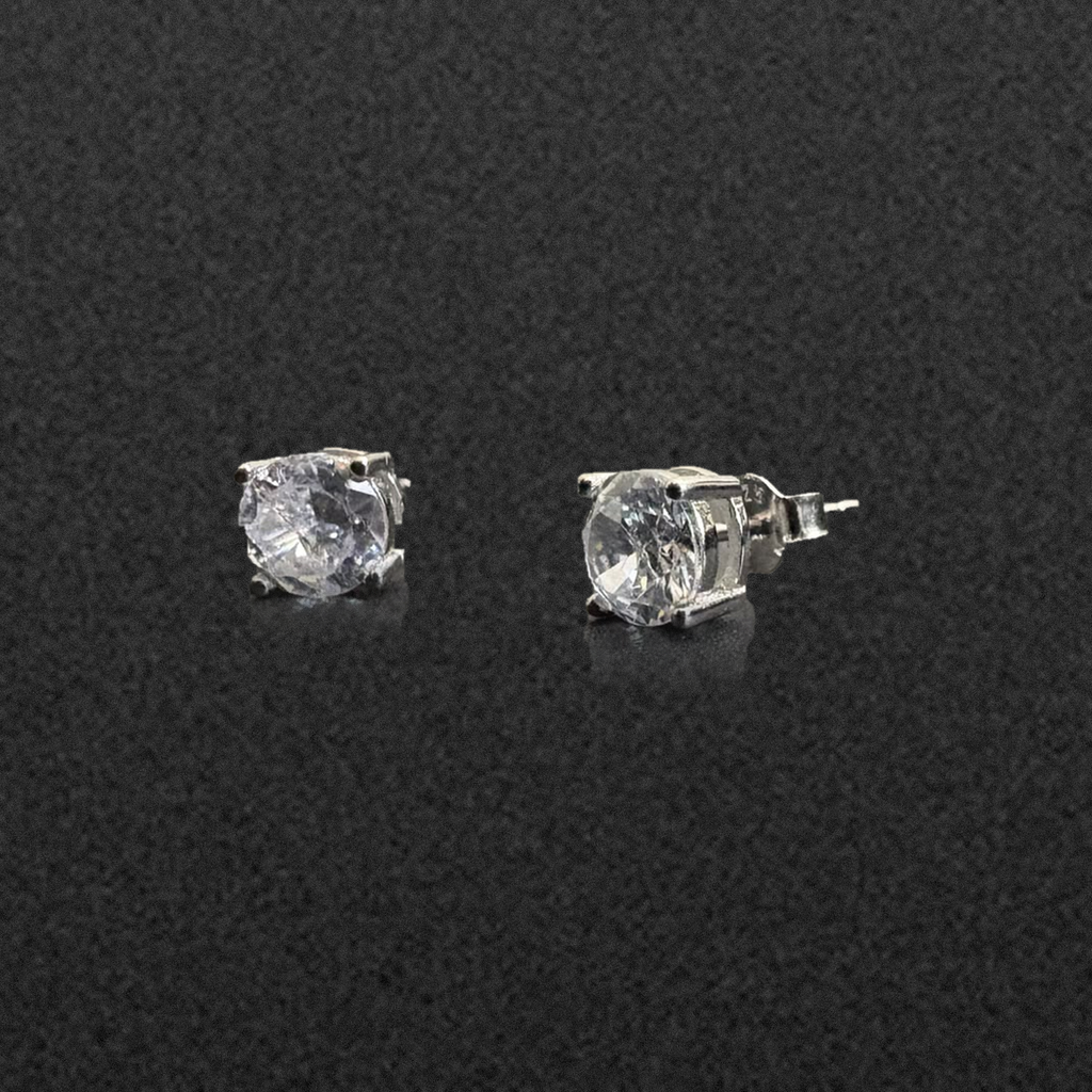 Sterling Silver Diamond-Look Solitaire Stud - 925 sterling silver jewellery by Sanache (photo 2)