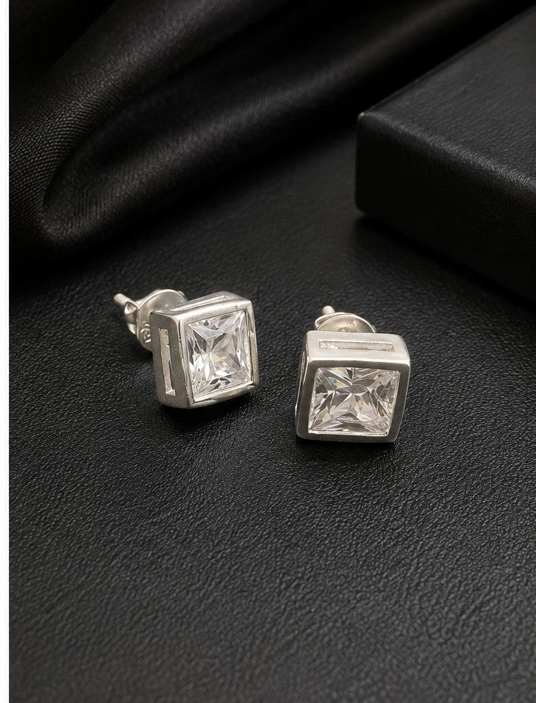Square Sparkle Stud - 925 sterling silver jewellery by Sanache (photo 3)