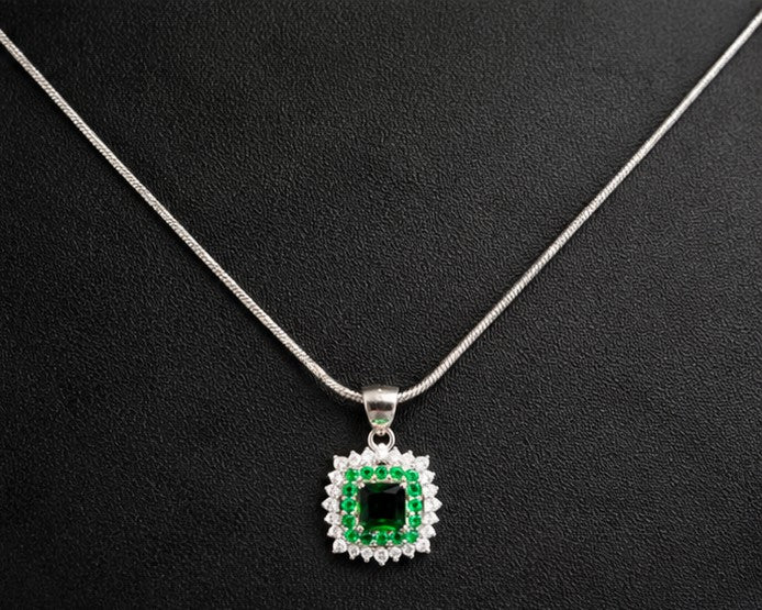 Green Envy Halo Pendant - 925 sterling silver jewellery by Sanache (photo 2)