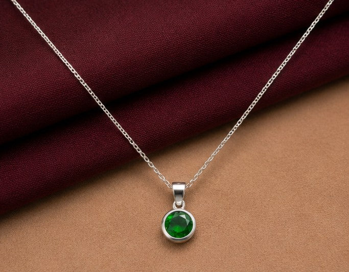 Emerald Solitaire Drop Pendant - 925 sterling silver jewellery by Sanache (photo 2)