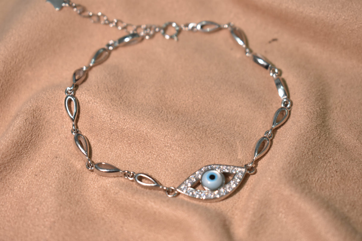 925 Silver Evil Eye Guardian Charm Bracelet - 925 sterling silver jewellery by Sanache