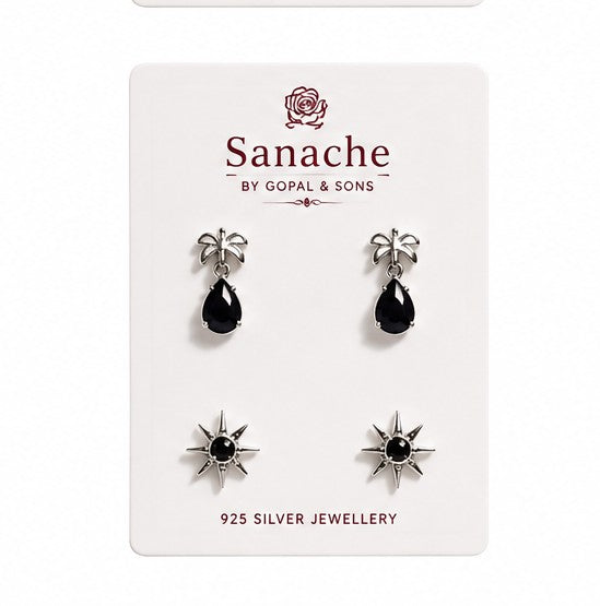 Midnight Cherry Charm Stud - 925 sterling silver jewellery by Sanache