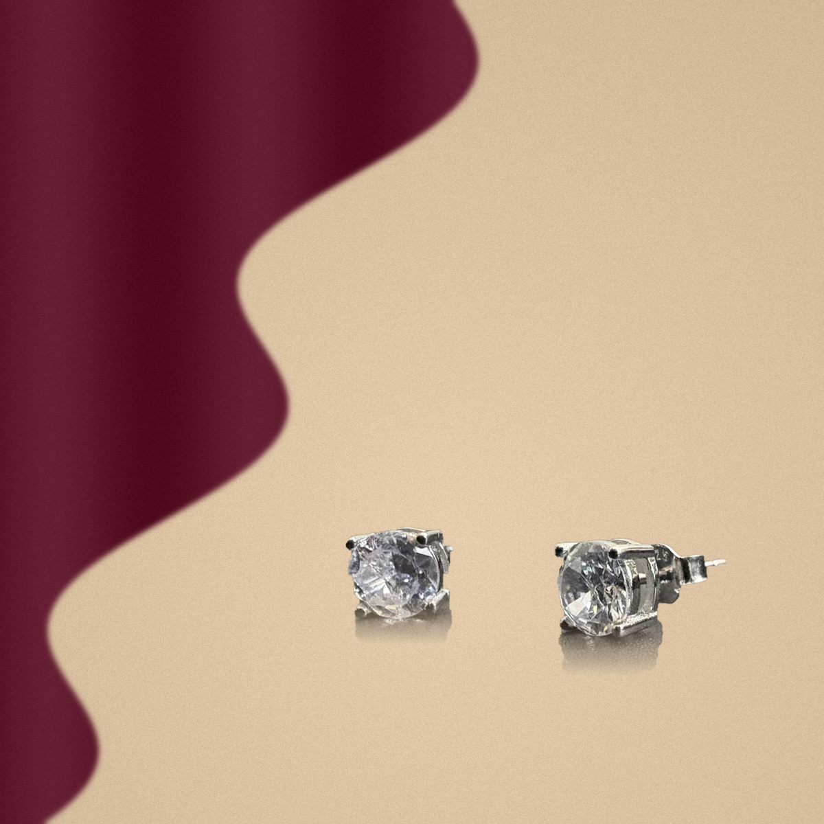 Sterling Silver Diamond-Look Solitaire Stud - 925 sterling silver jewellery by Sanache (photo 3)