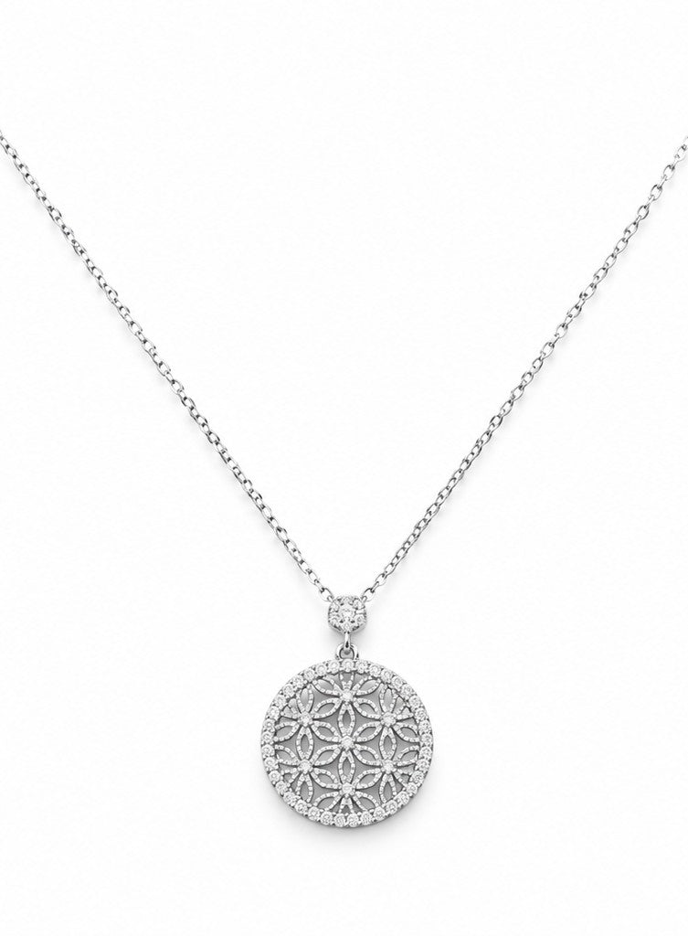 Floral Medallion Pendant Necklace - 925 sterling silver jewellery by Sanache (photo 2)