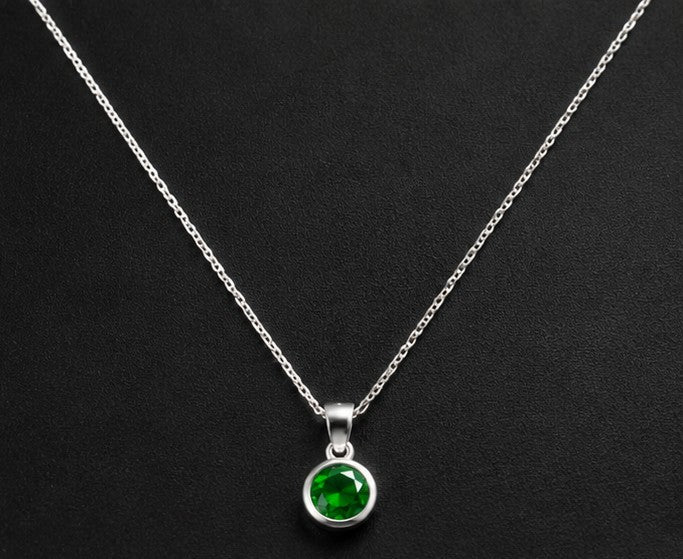 Emerald Solitaire Drop Pendant - 925 sterling silver jewellery by Sanache (photo 3)