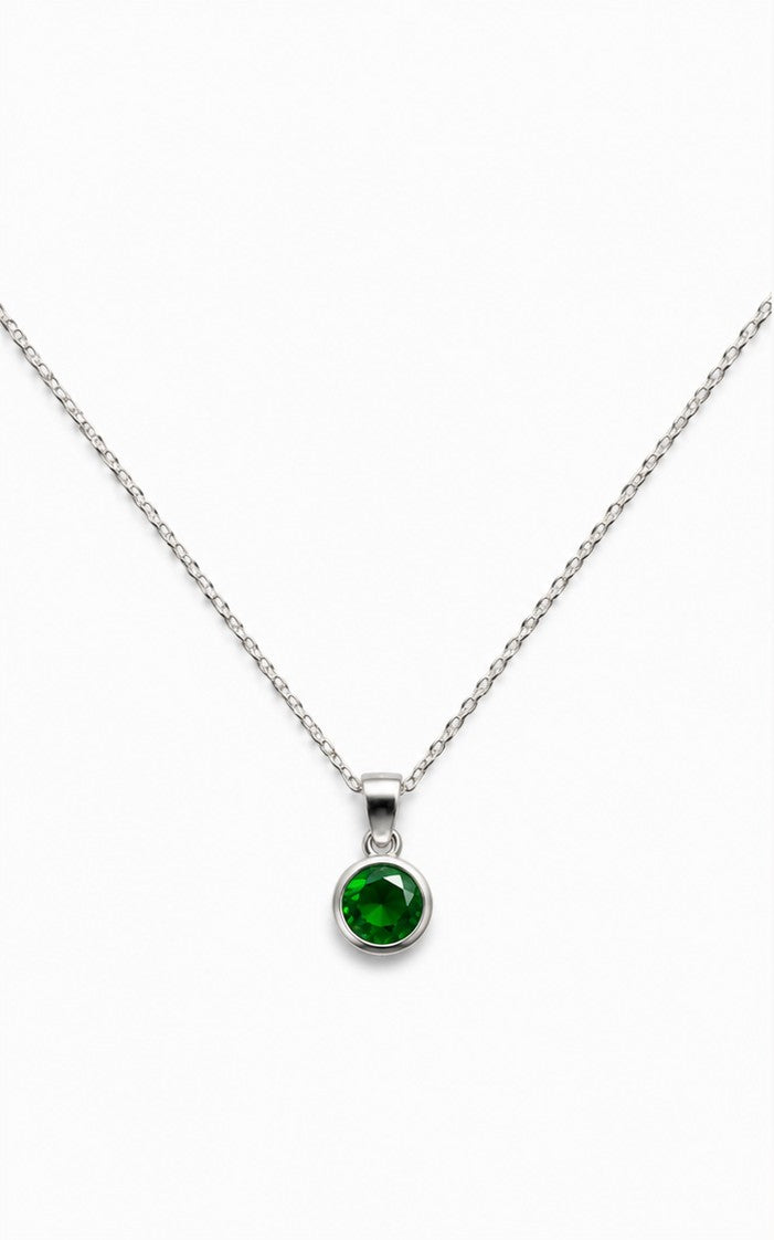 Emerald Solitaire Drop Pendant - 925 sterling silver jewellery by Sanache