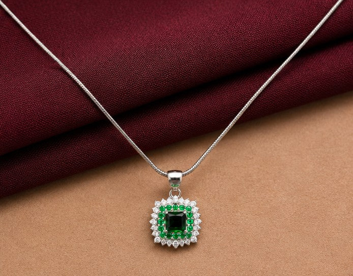 Green Envy Halo Pendant - 925 sterling silver jewellery by Sanache (photo 3)