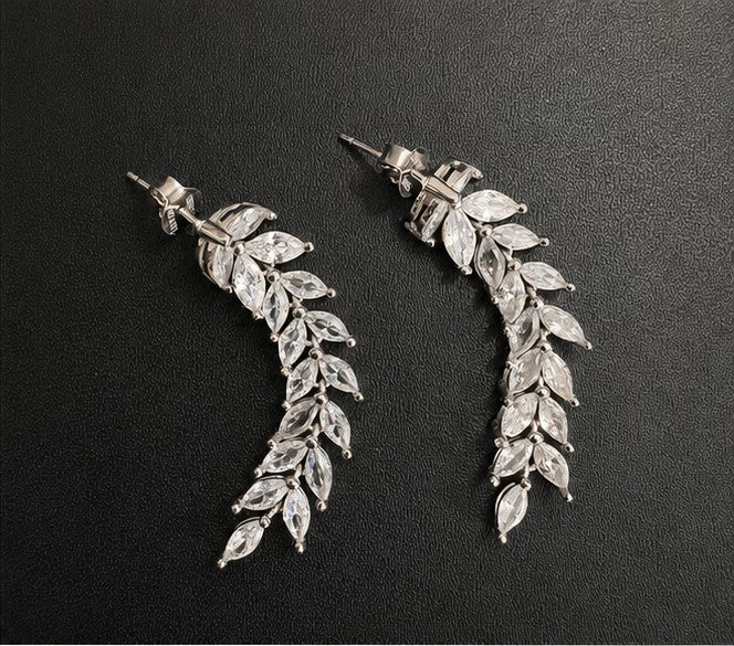 Crystal Leaf Vine Drop - 925 sterling silver jewellery by Sanache (photo 2)