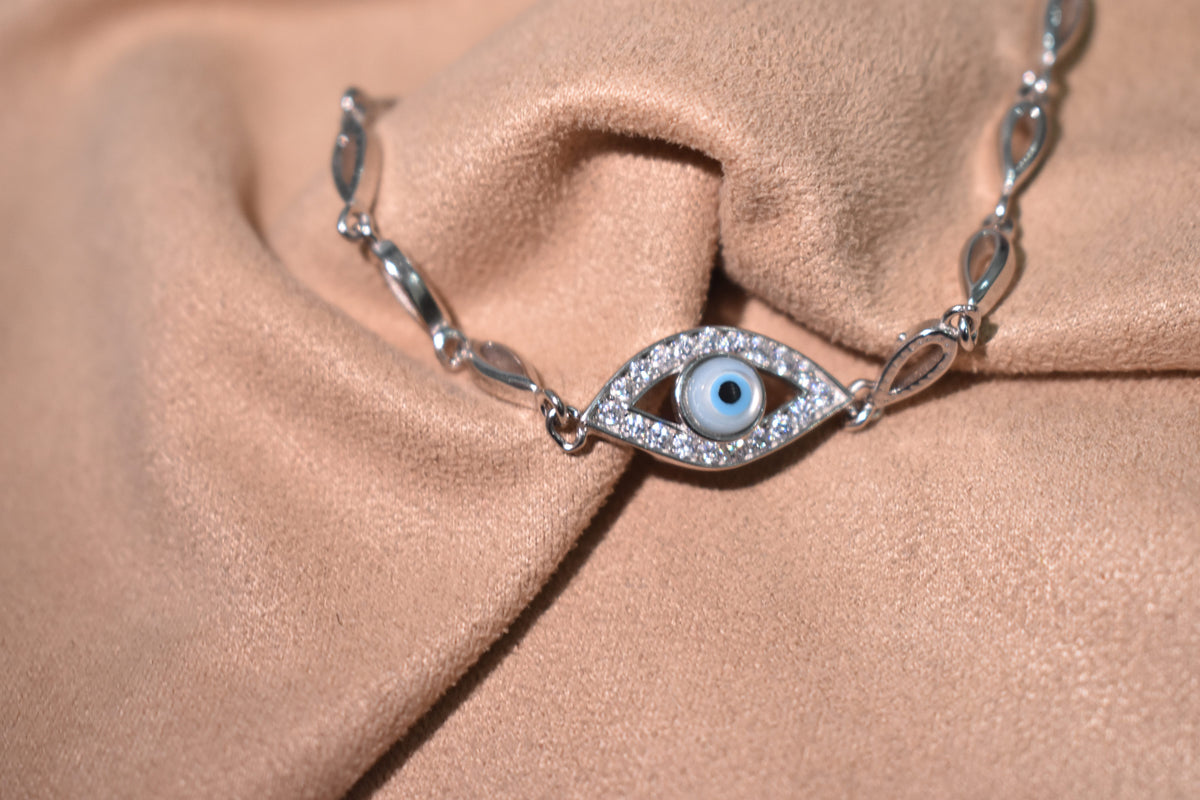925 Silver Evil Eye Guardian Charm Bracelet - 925 sterling silver jewellery by Sanache (photo 3)