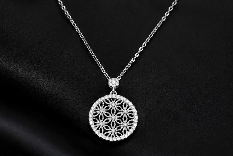 Floral Medallion Pendant Necklace - 925 sterling silver jewellery by Sanache (photo 4)