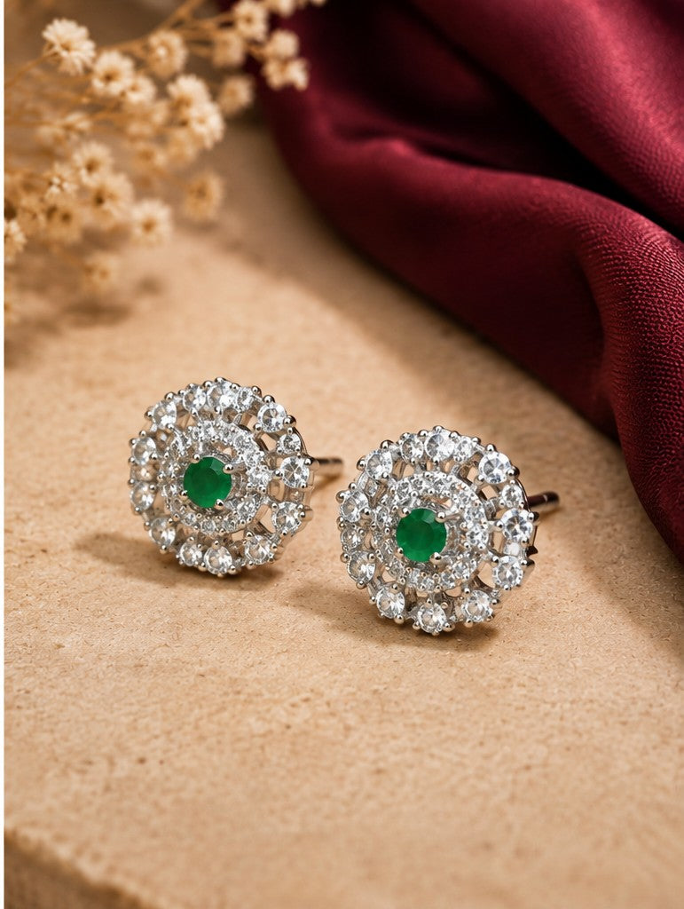 Emerald Bloom Floral Stud - 925 sterling silver jewellery by Sanache (photo 2)