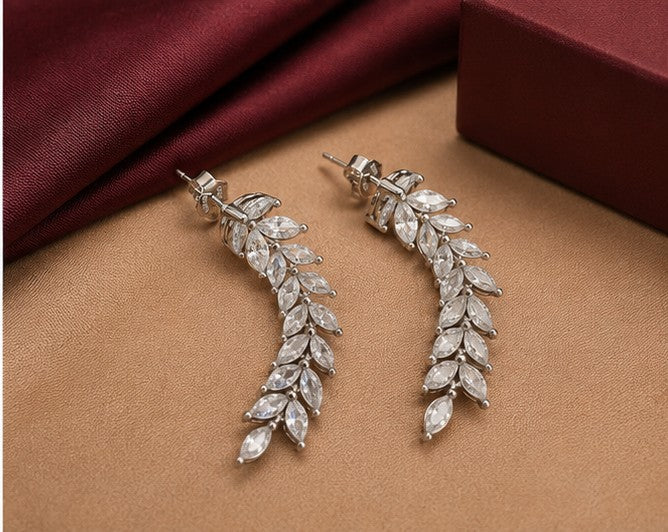 Crystal Leaf Vine Drop - 925 sterling silver jewellery by Sanache (photo 3)