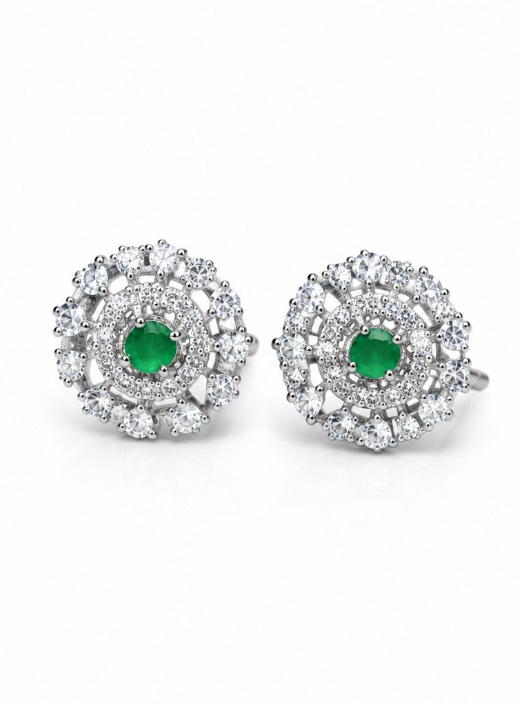 Emerald Bloom Floral Stud - 925 sterling silver jewellery by Sanache