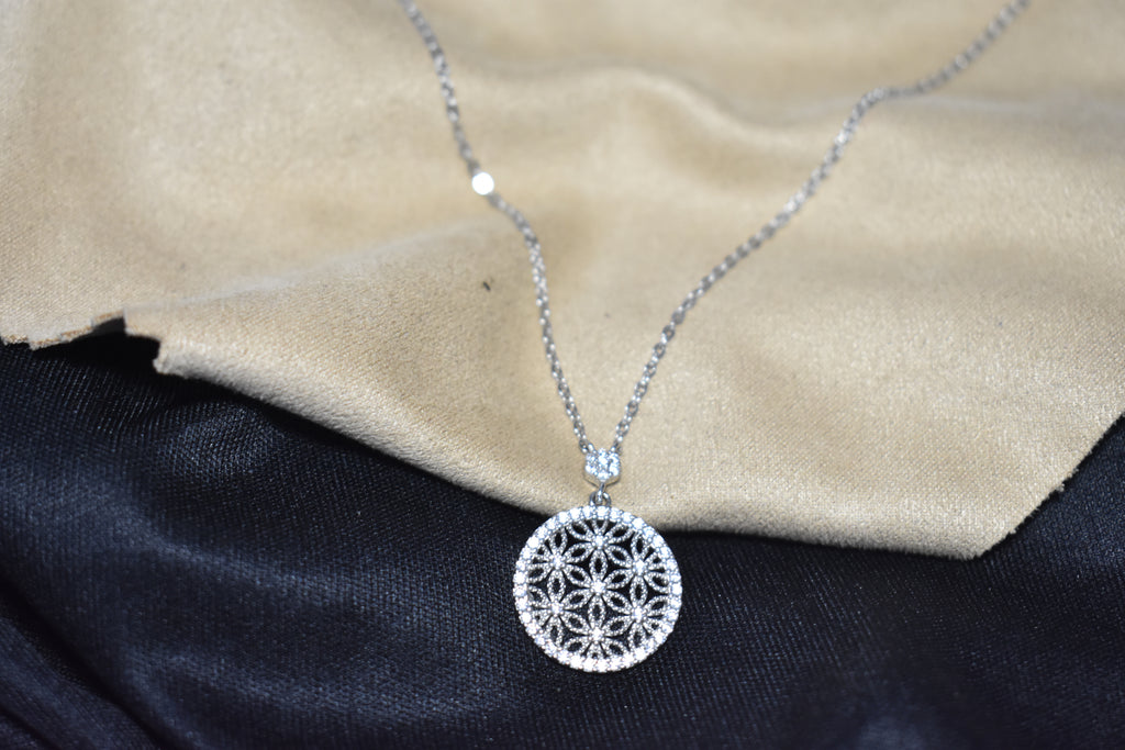Floral Medallion Pendant Necklace - 925 sterling silver jewellery by Sanache
