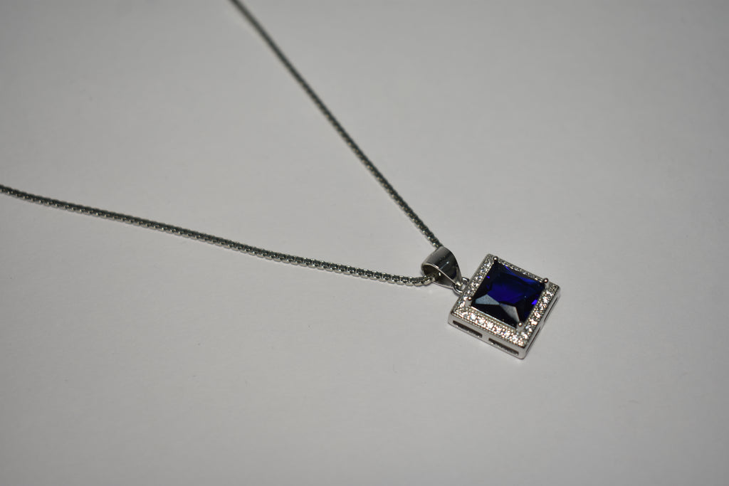 Blue Sapphire Square Pendant - 925 sterling silver jewellery by Sanache (photo 4)