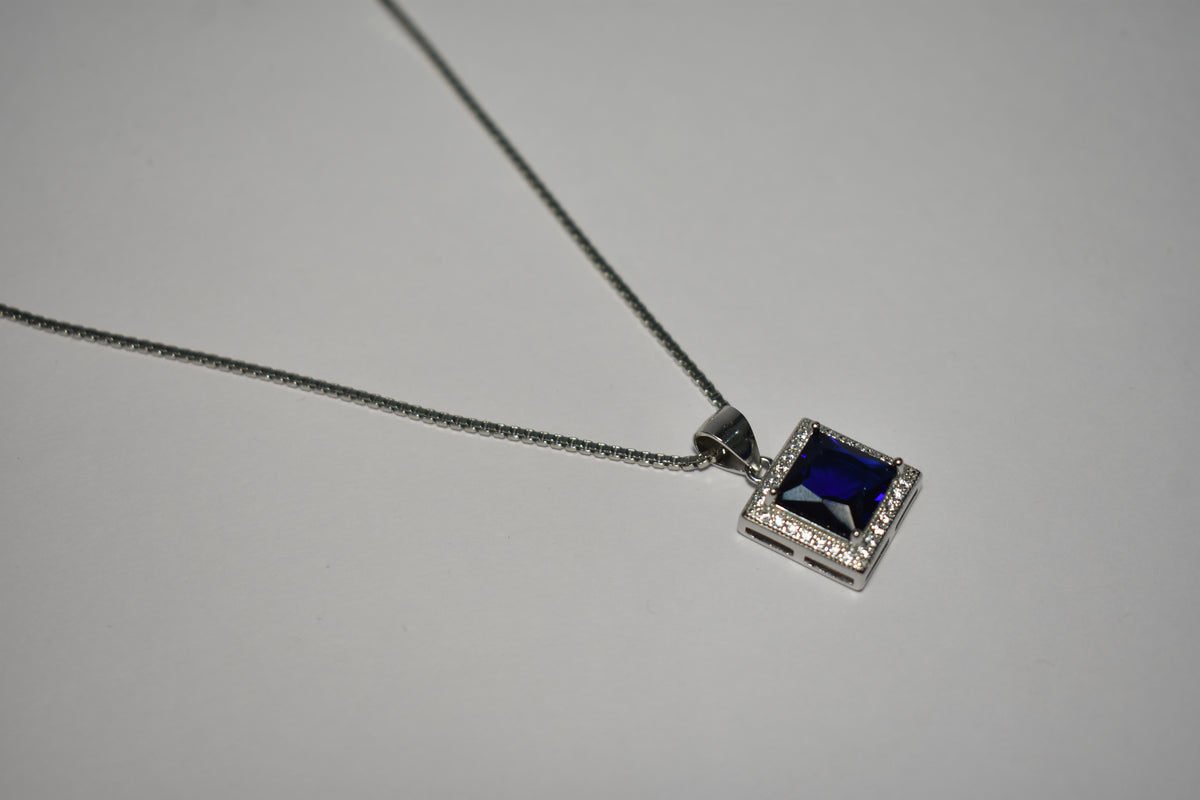 Blue Sapphire Square Pendant - 925 sterling silver jewellery by Sanache (photo 4)